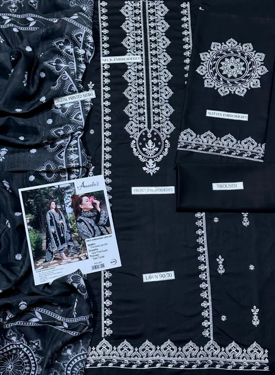 Black Embroidered Lawn Suit