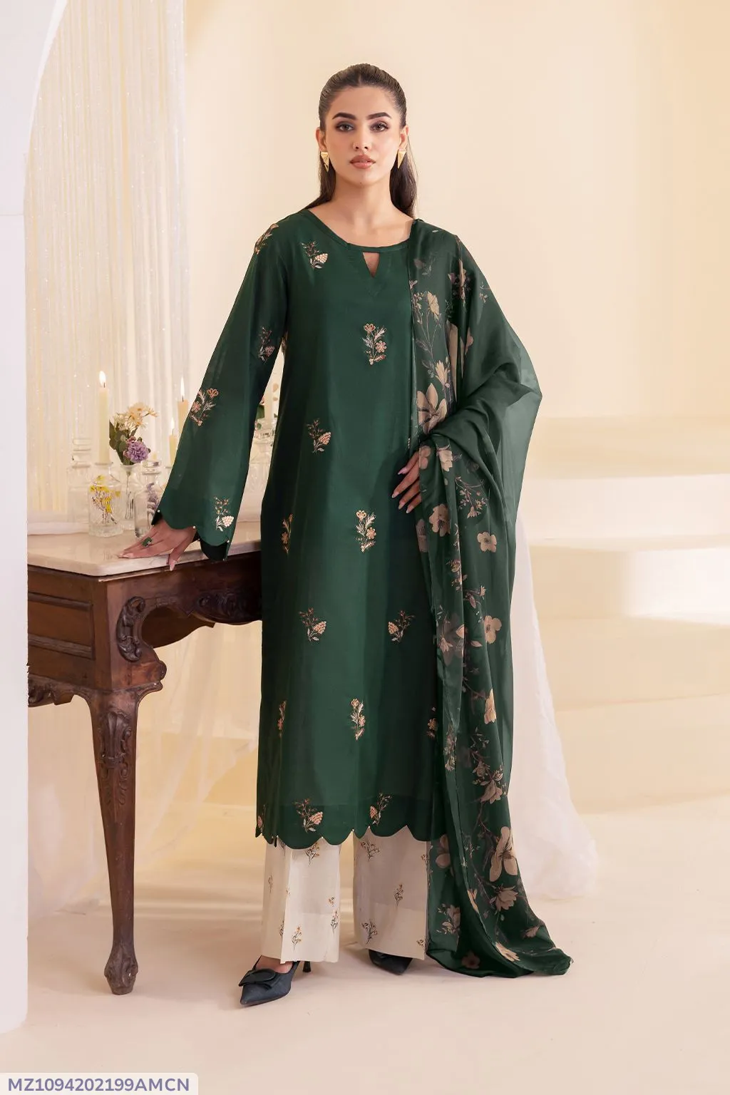 Emerald Floral Lawn Suit