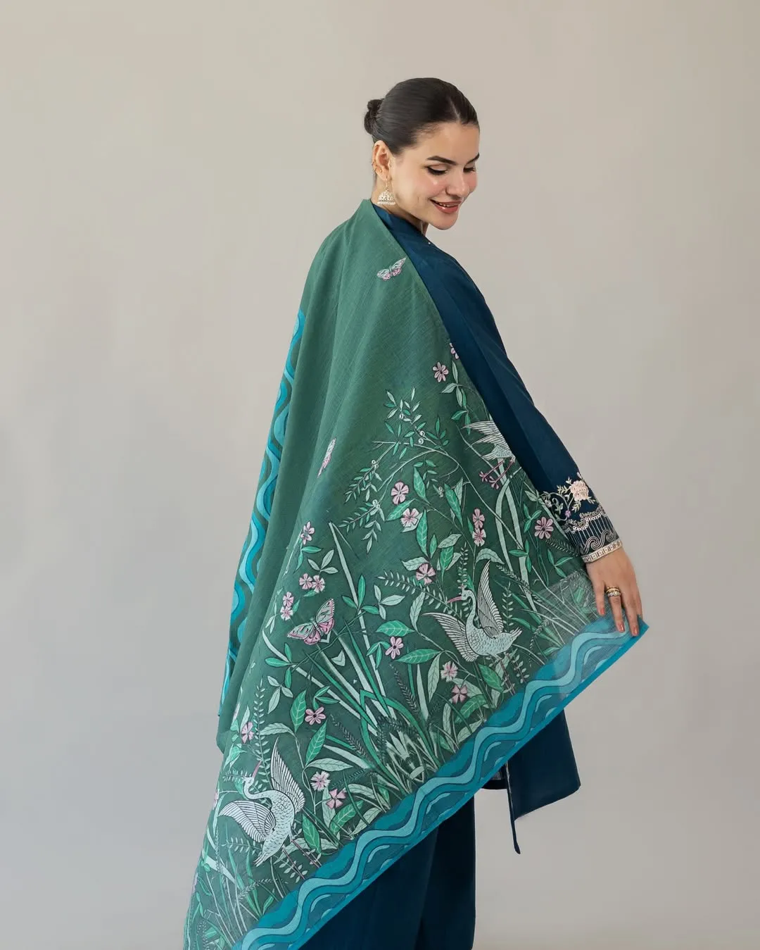 Embroidered Teal Kurta Set