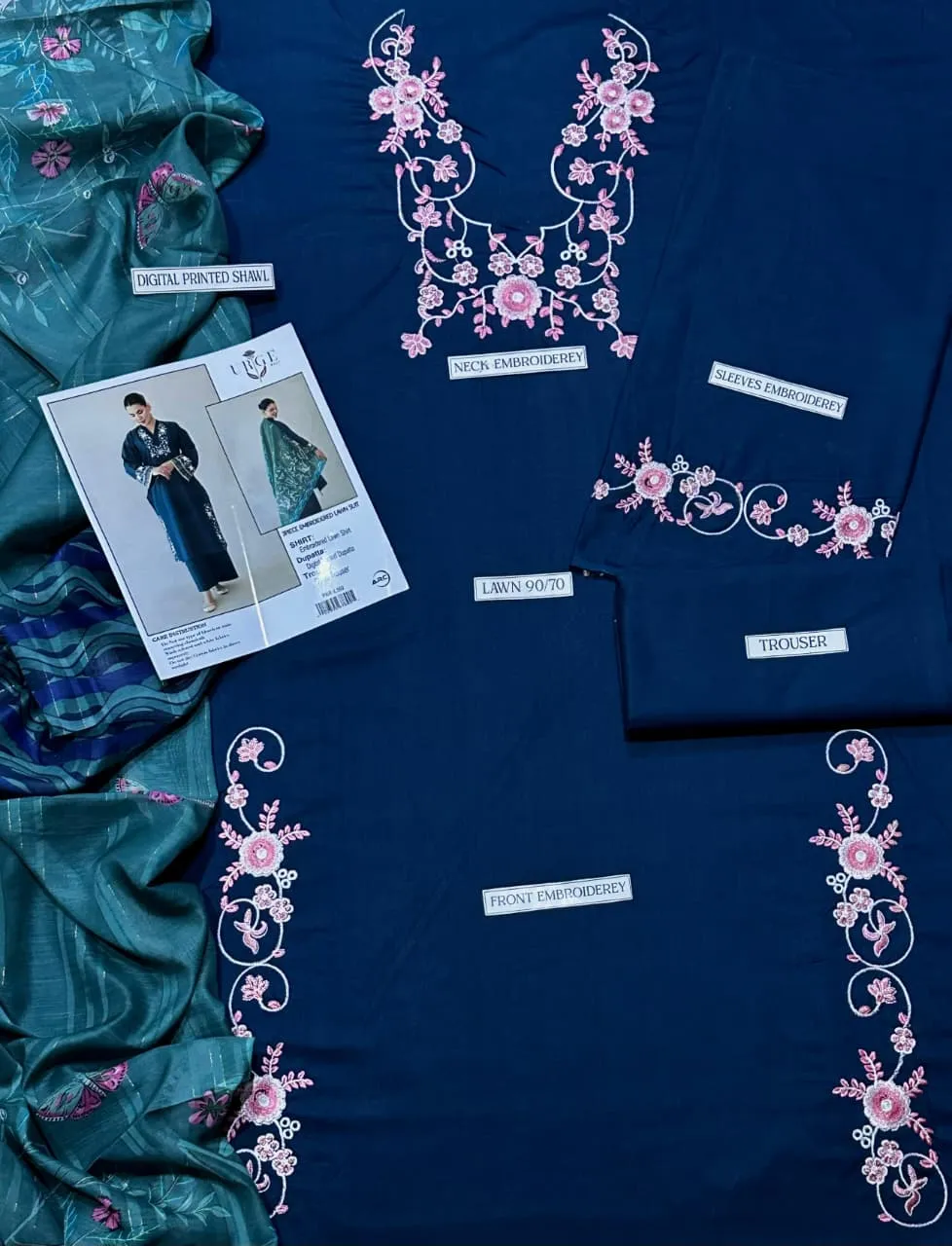Embroidered Teal Kurta Set