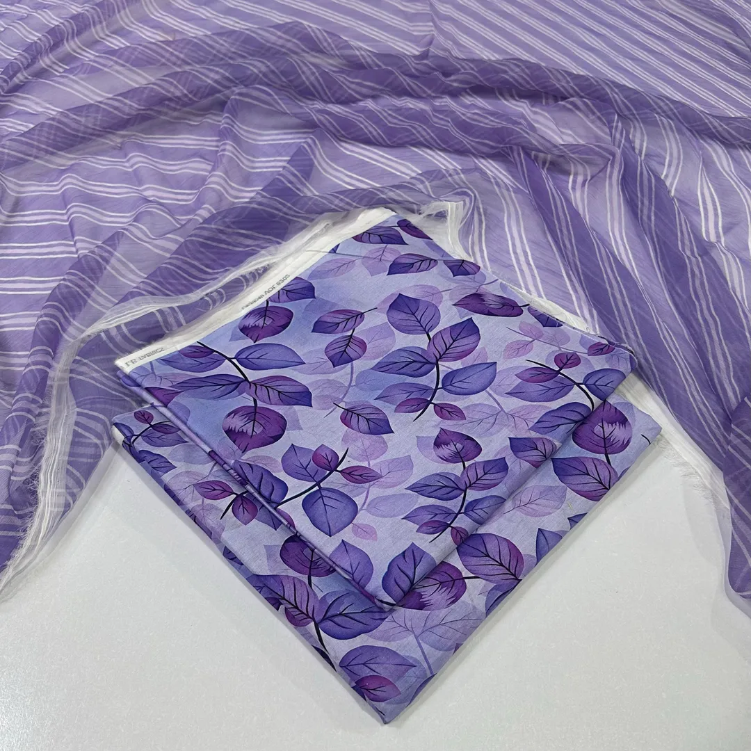 Lavender Floral Printed Lawn Suit