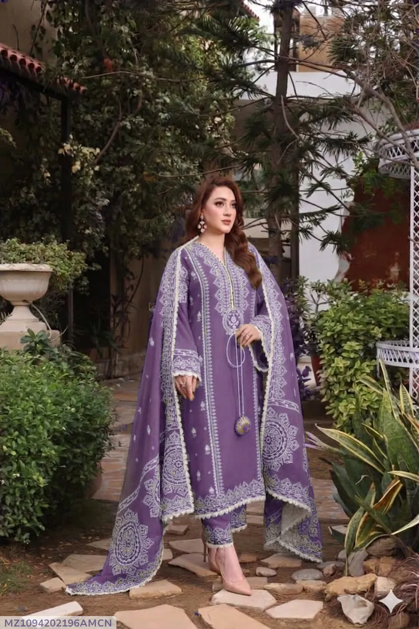 Lavender Embroidered Lawn Suit