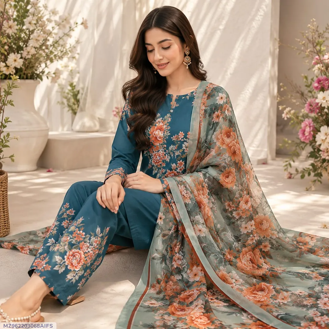 Floral Embroidered Lawn Suit