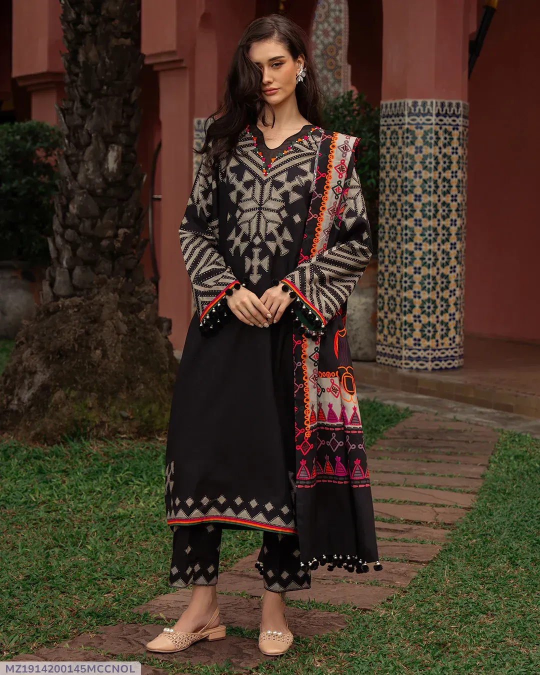 Embroidered Black 3-Piece Suit