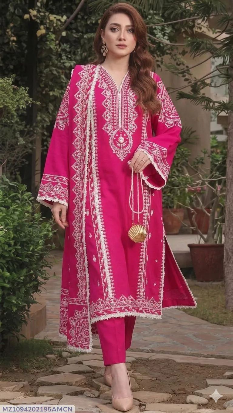Embroidered Pink Lawn Suit
