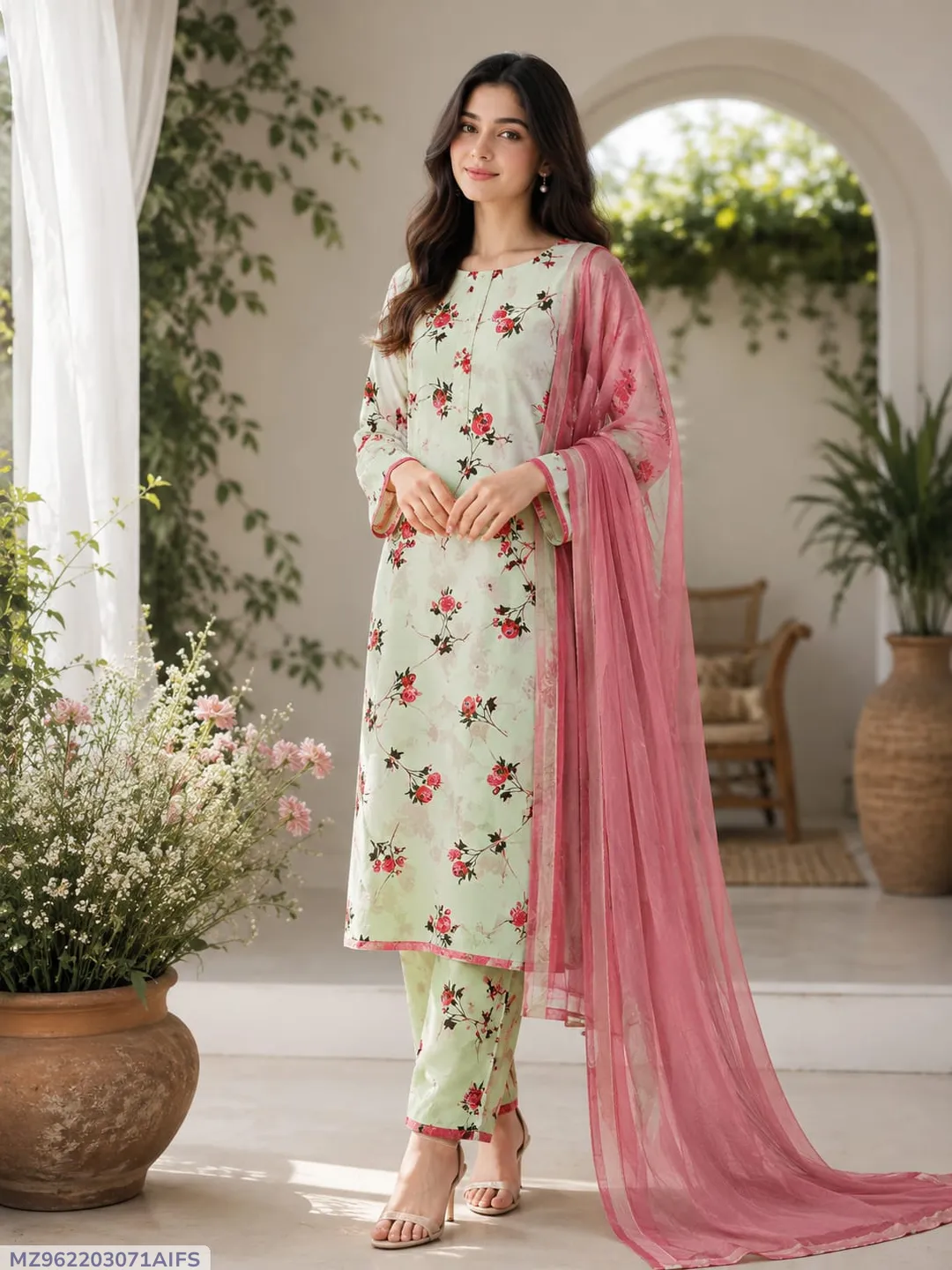 Floral Embroidered Lawn Suit
