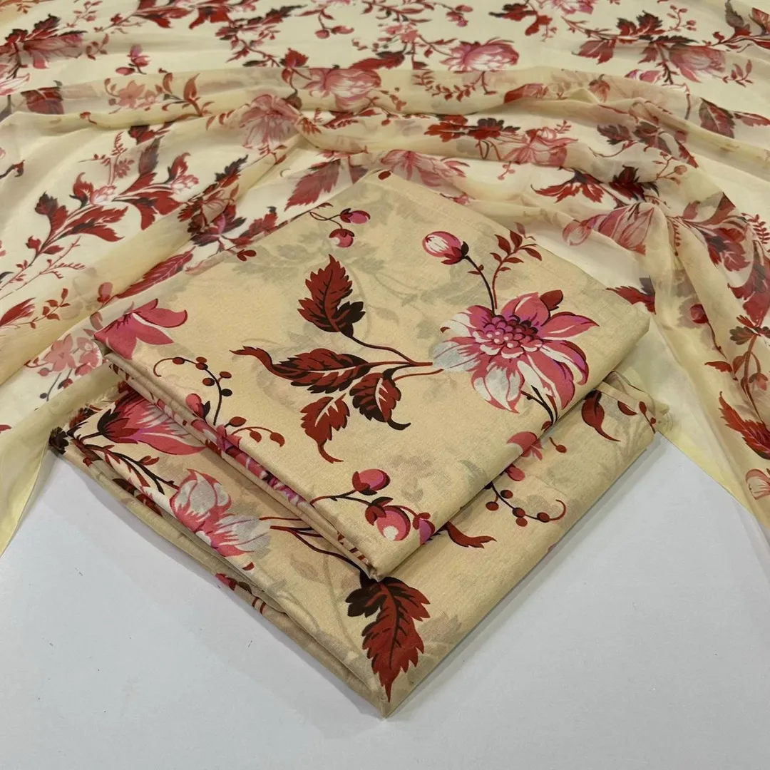 Floral Festive Lawn Suit