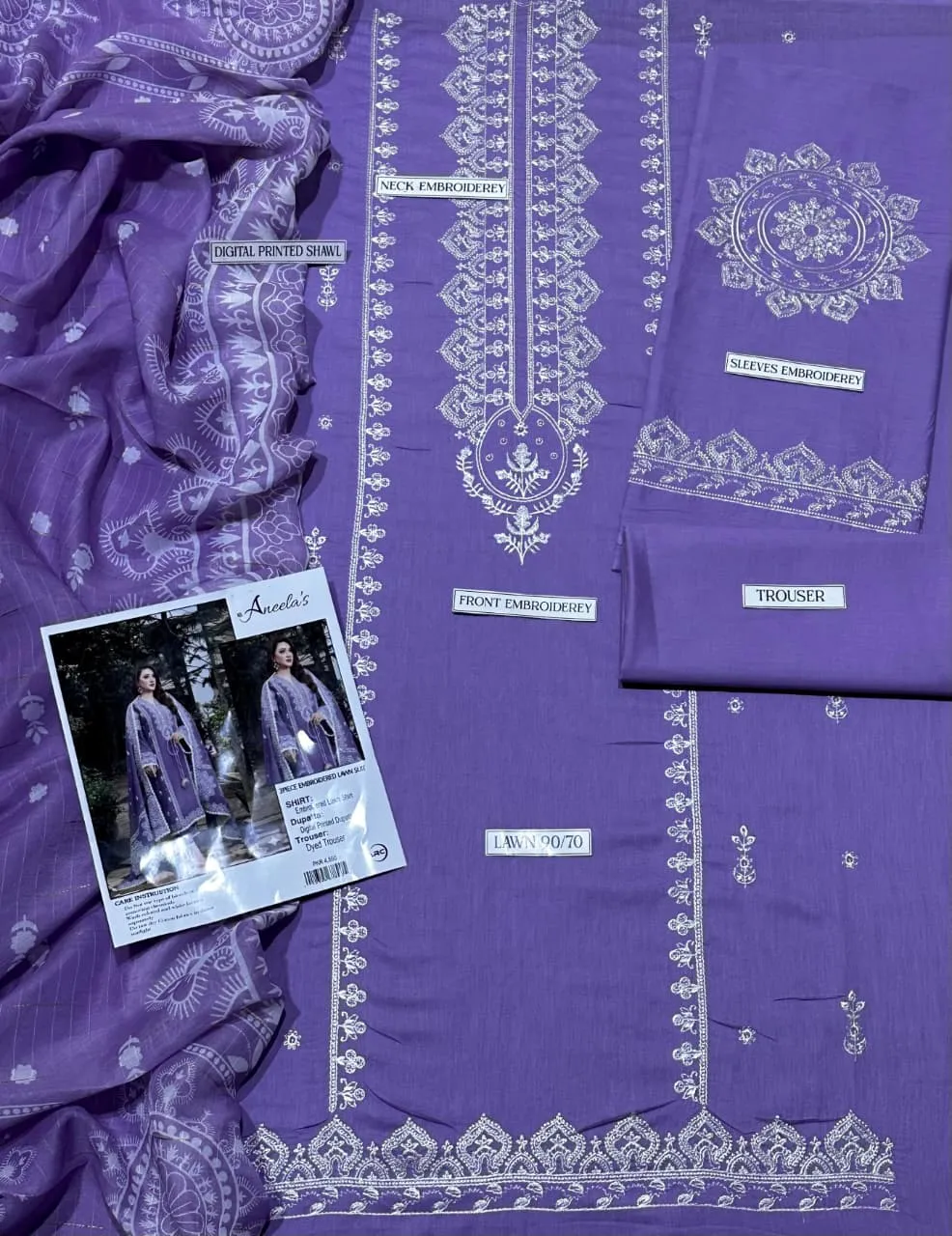 Lavender Embroidered Lawn Suit