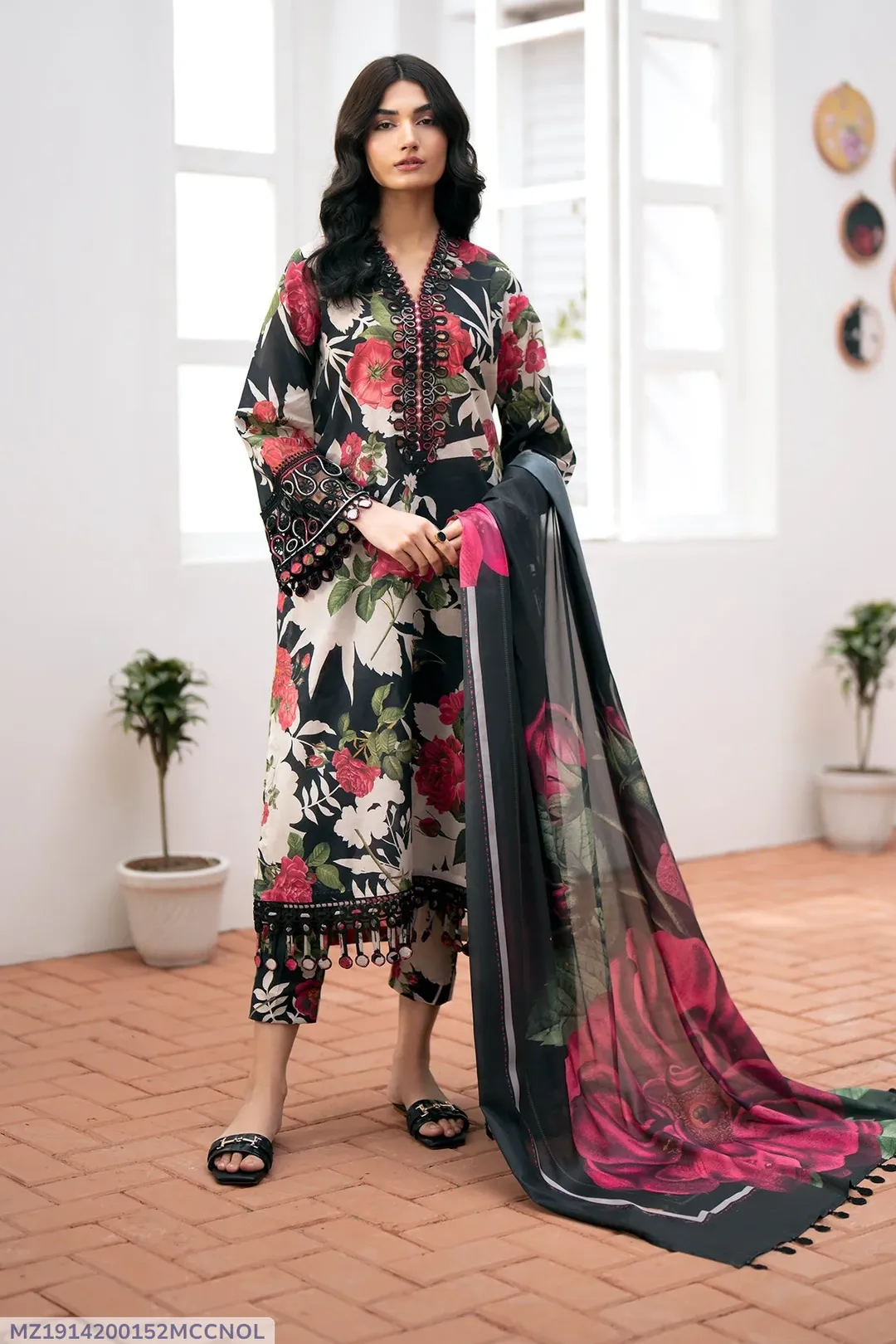 Floral Print 3-Piece Lawn Suit