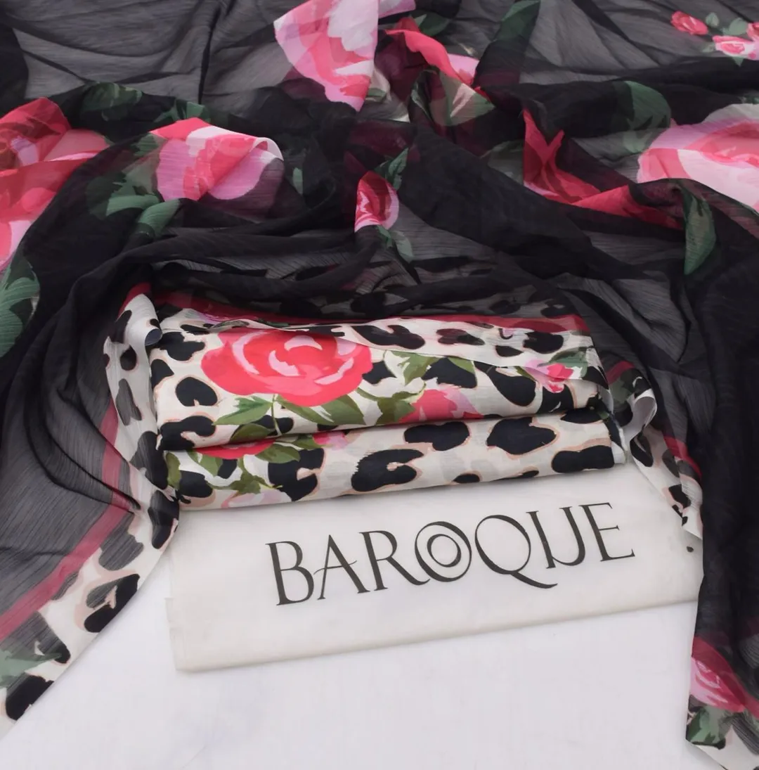 Floral Leopard Print Lawn Suit