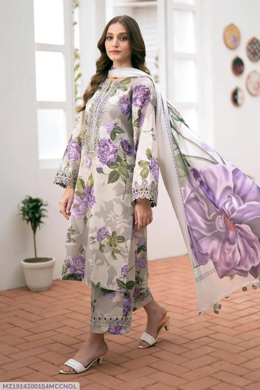 Lavender Blossom Embroidered Lawn Suit