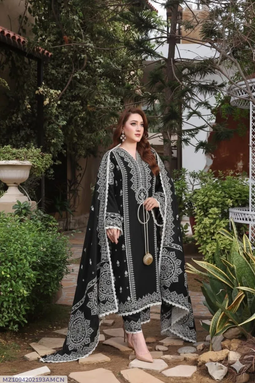 Black Embroidered Lawn Suit