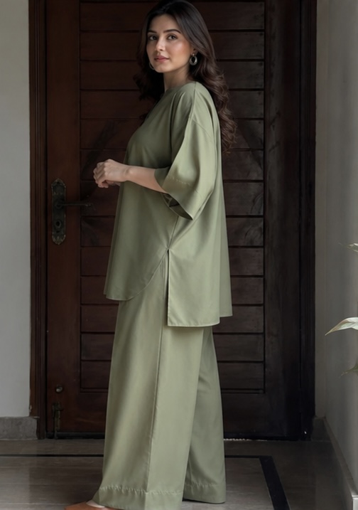 Olive Green Two-Piece Premium Lawn Suit