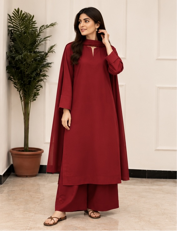 Maroon Three-Piece Suit 