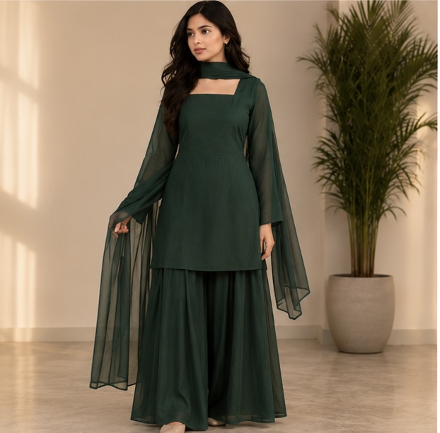 Emerald Green Premium Lawn Suit (Stitched)