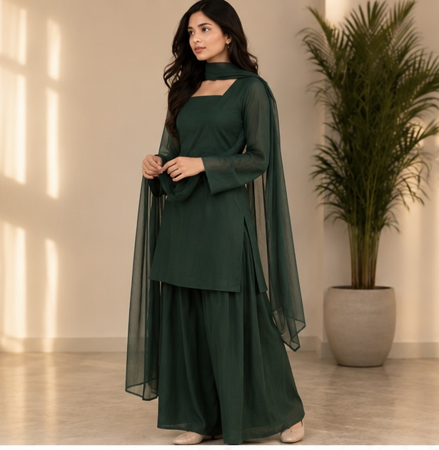 Emerald Green Premium Lawn Suit (Stitched)