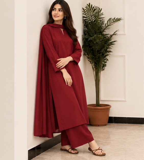 Maroon Three-Piece Suit 