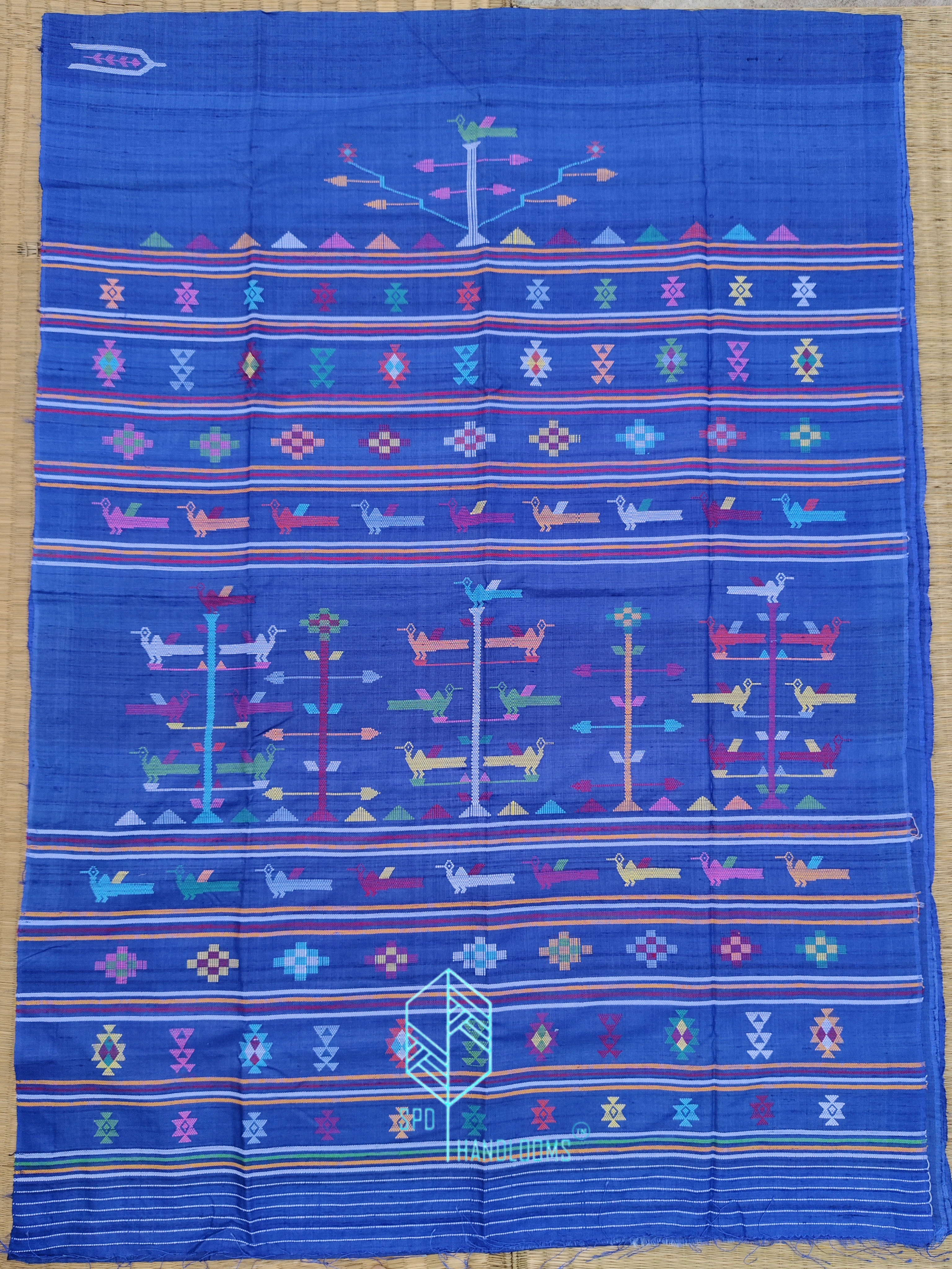 Handwoven Blue Tussar Silk Saree
