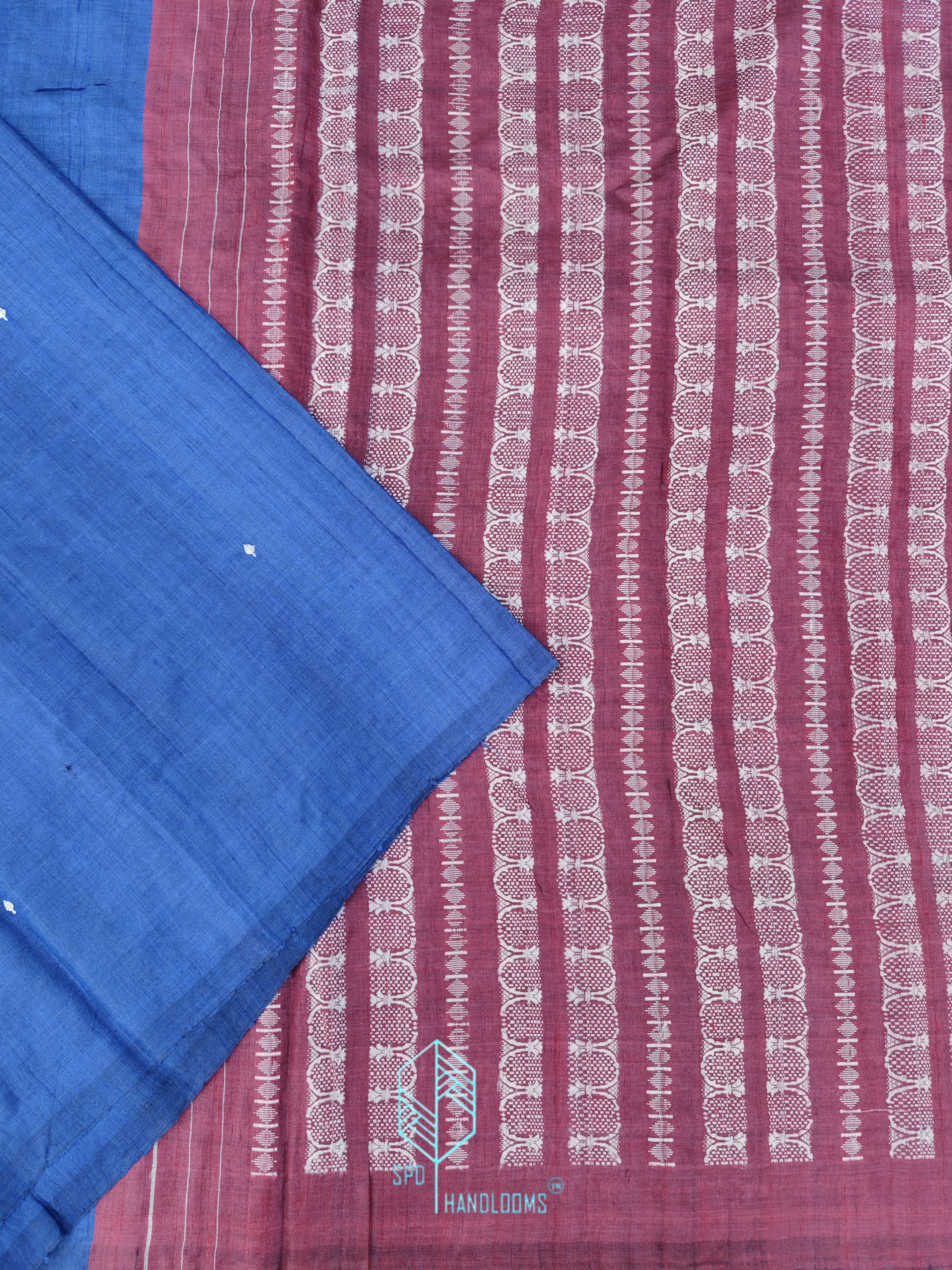 Handwoven Blue and Magenta Gopalpur Tussar Silk Saree