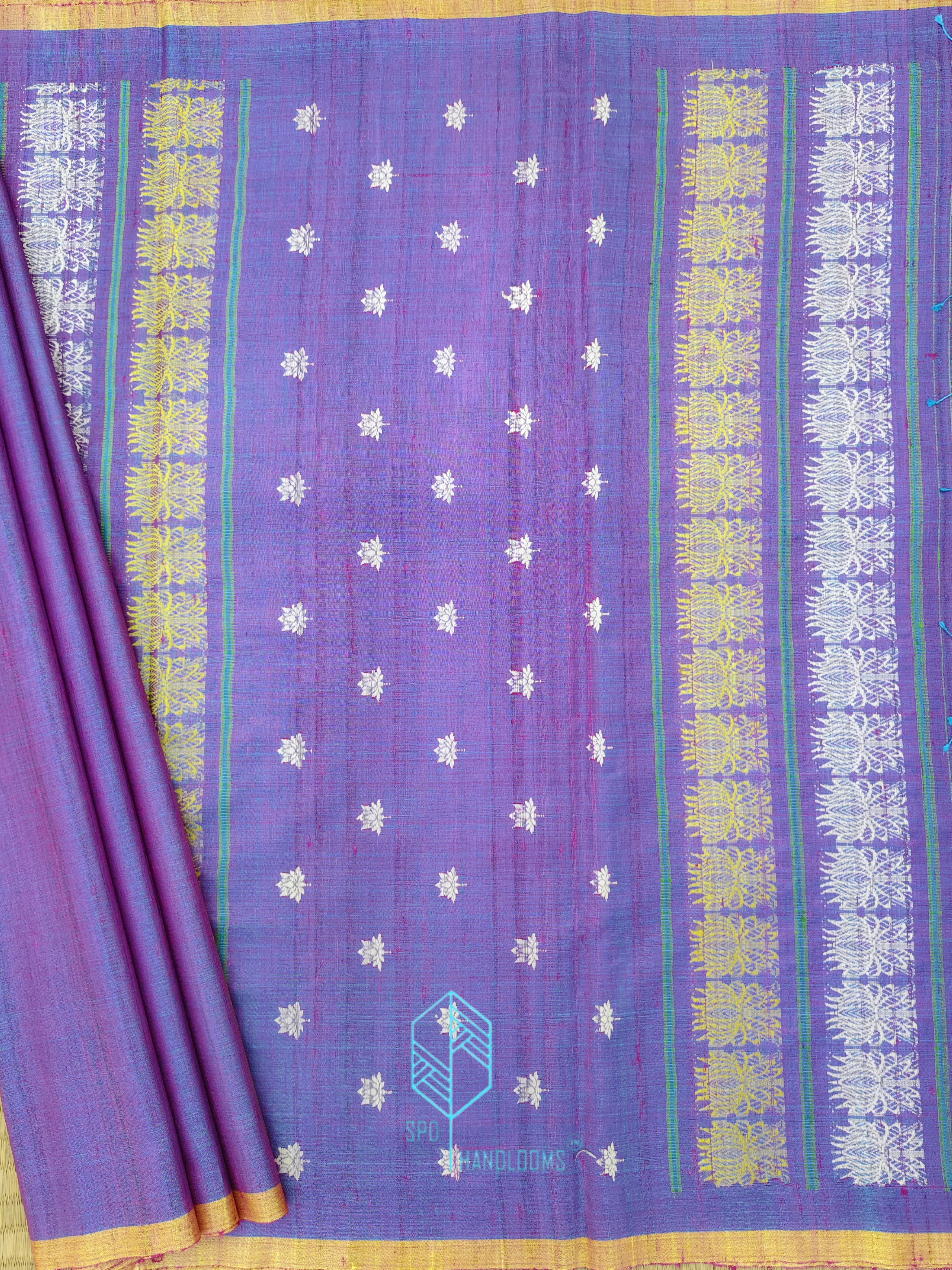 Purplish PInk  Lotus Fooda & Jhalla Tussar Saree