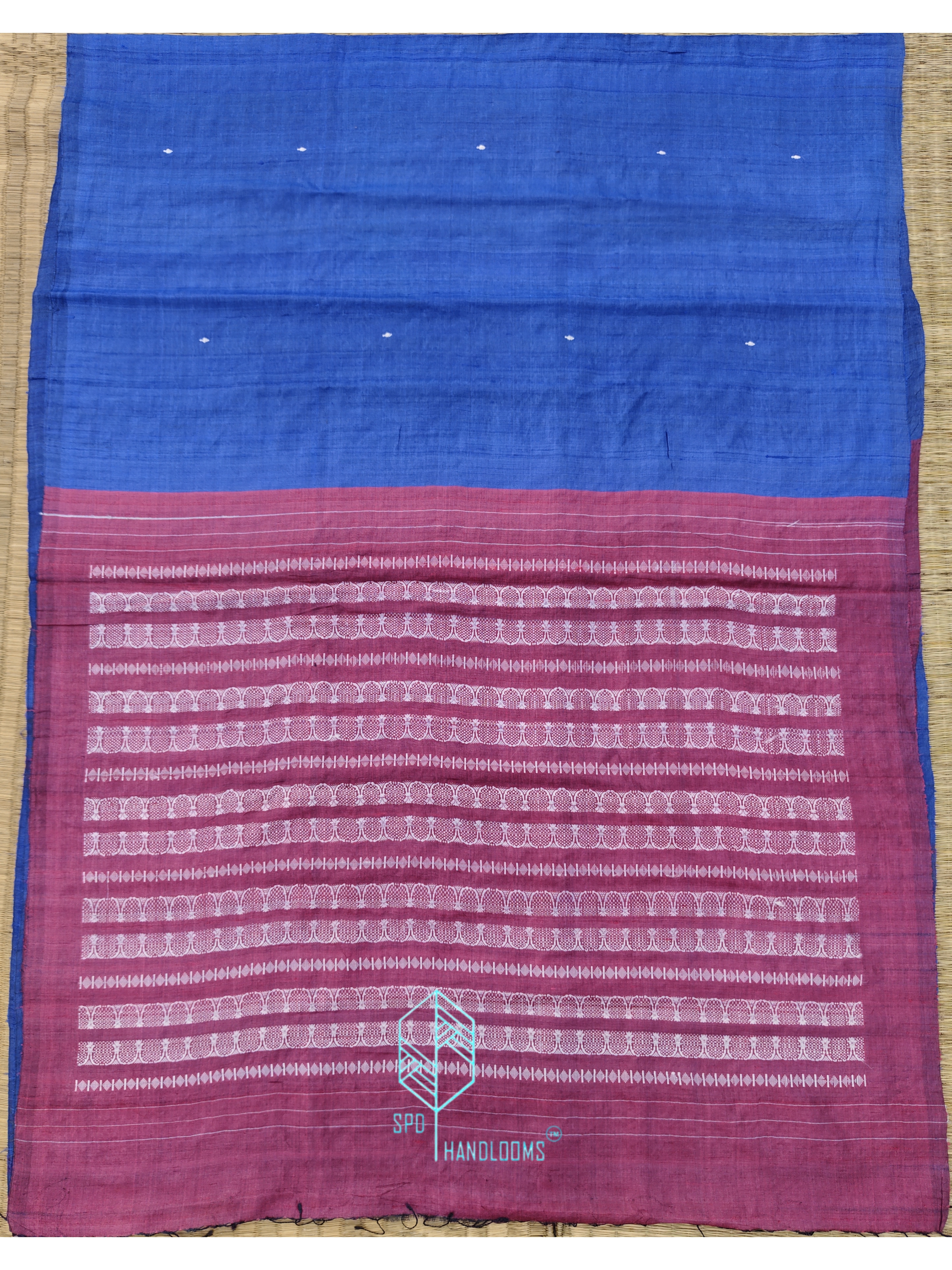 Handwoven Blue and Magenta Gopalpur Tussar Silk Saree