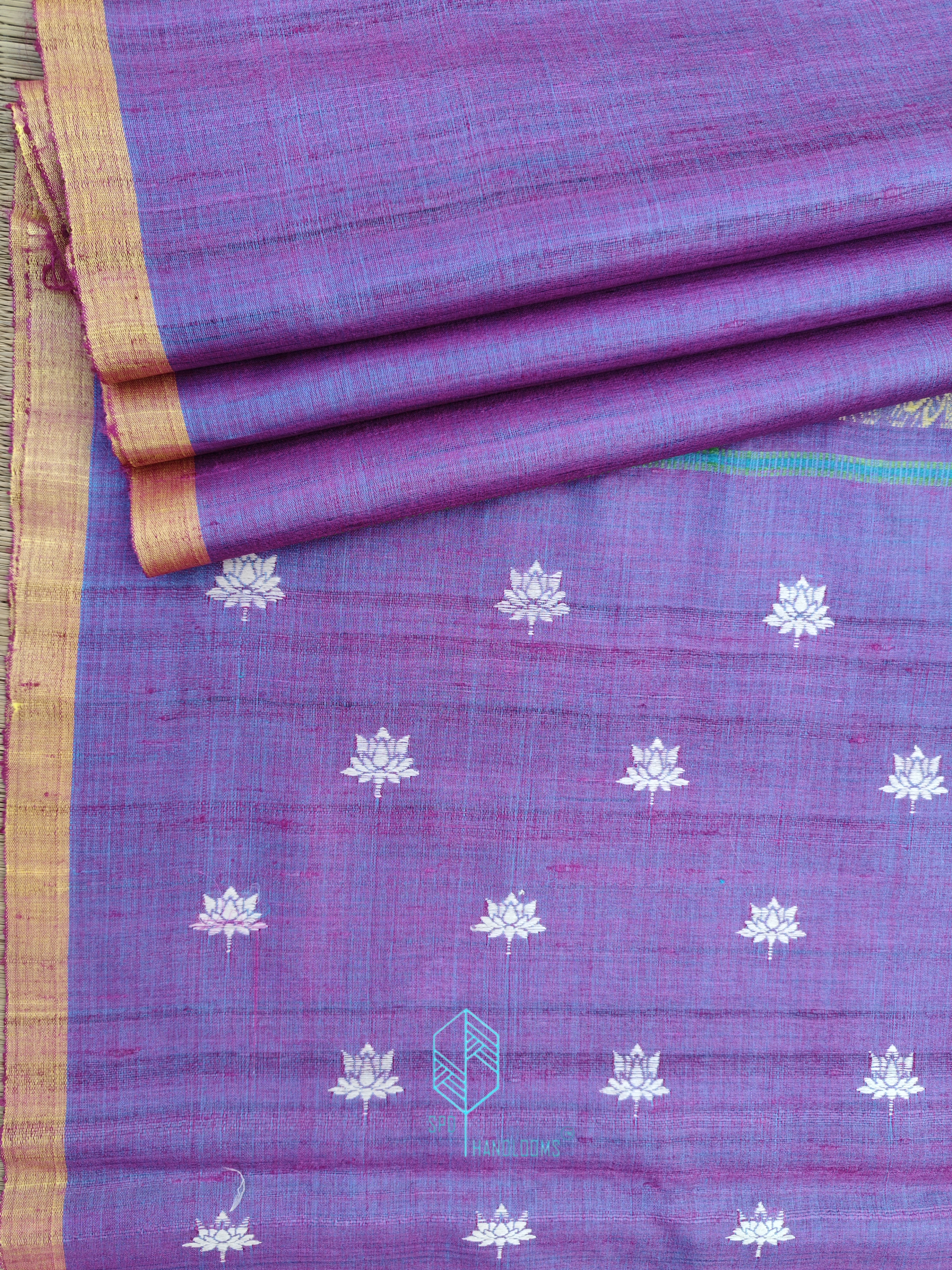 Purplish PInk  Lotus Fooda & Jhalla Tussar Saree