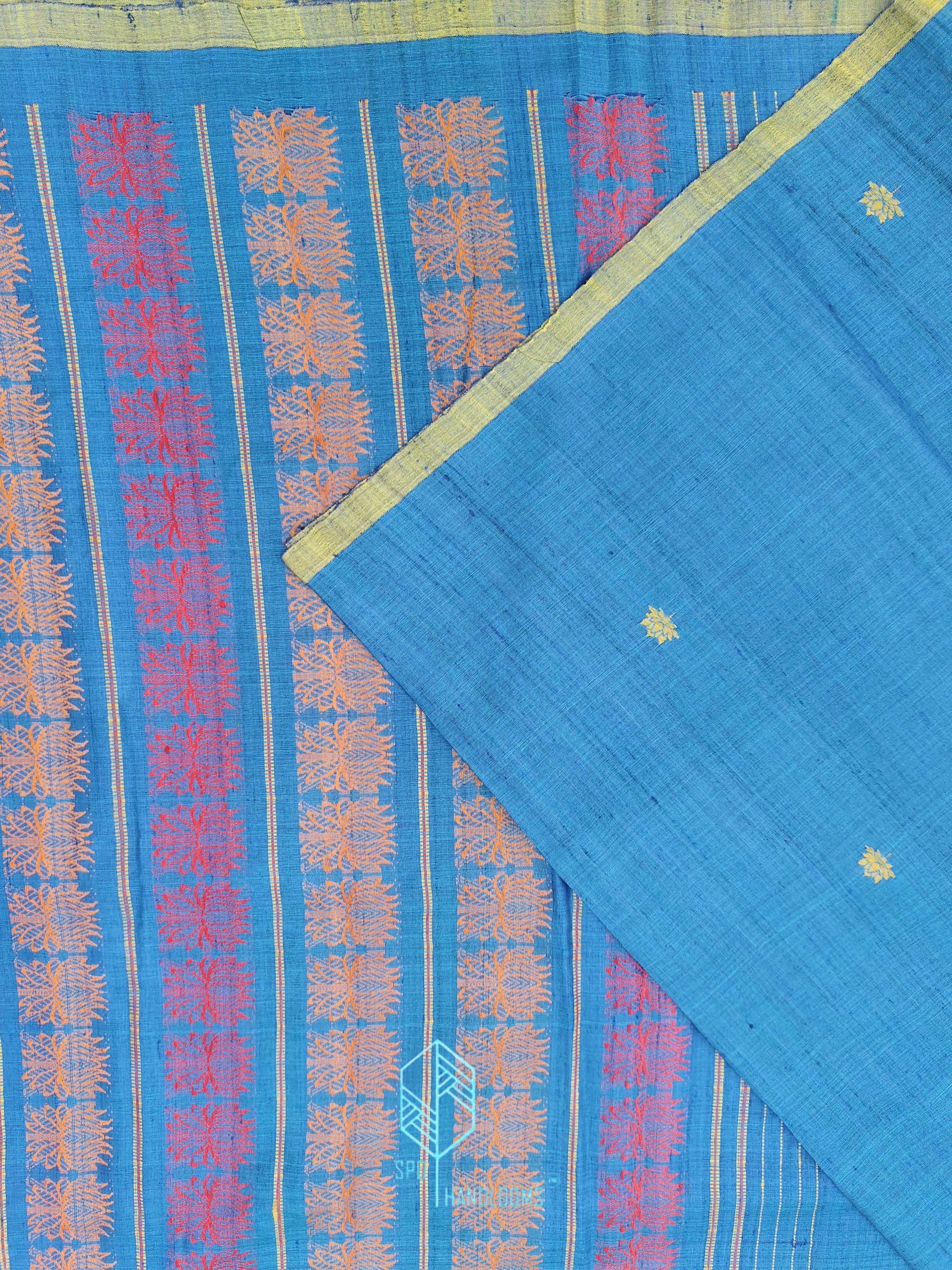 Blue Handloom Tussar Silk Saree