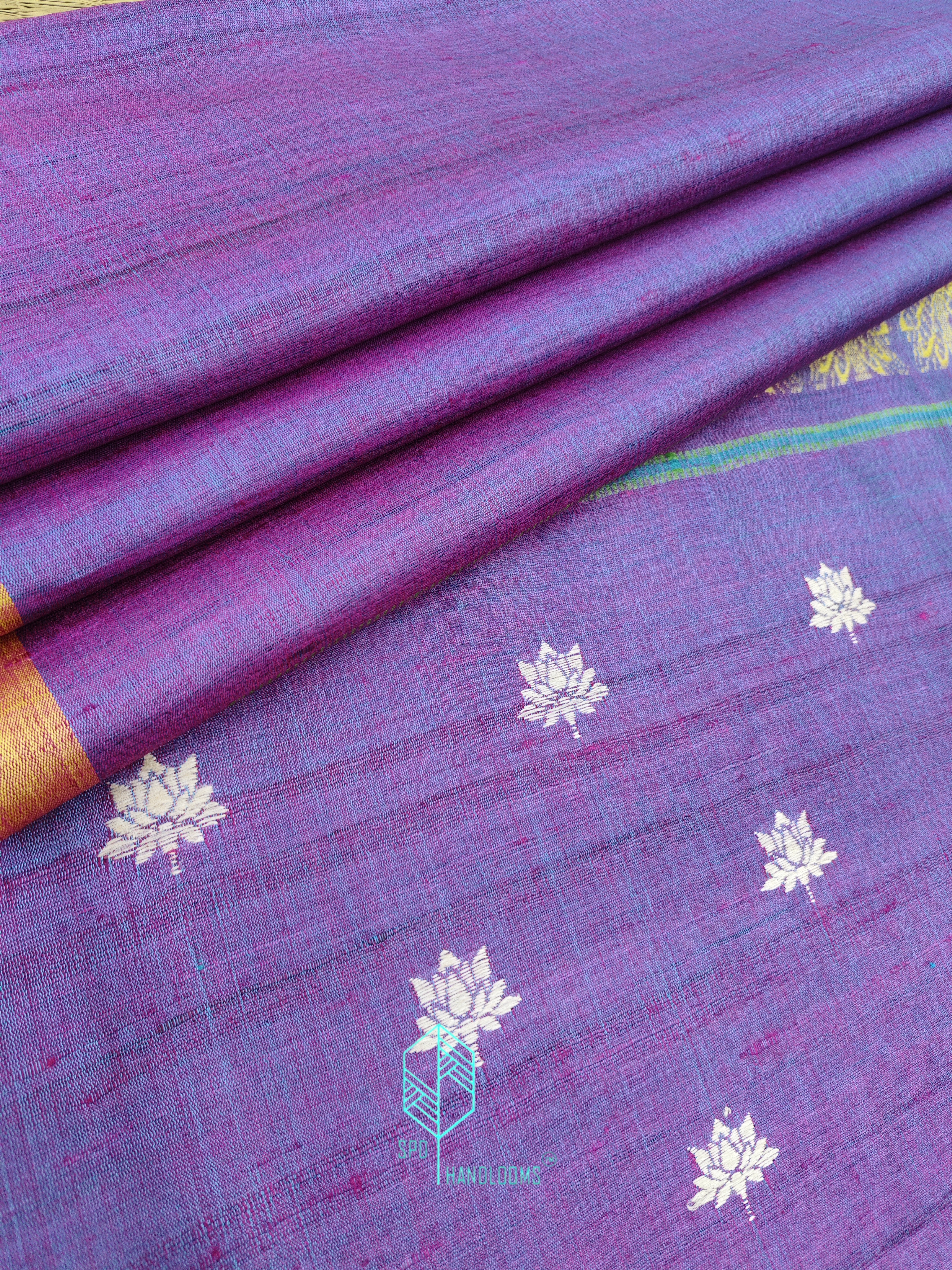 Purplish PInk  Lotus Fooda & Jhalla Tussar Saree