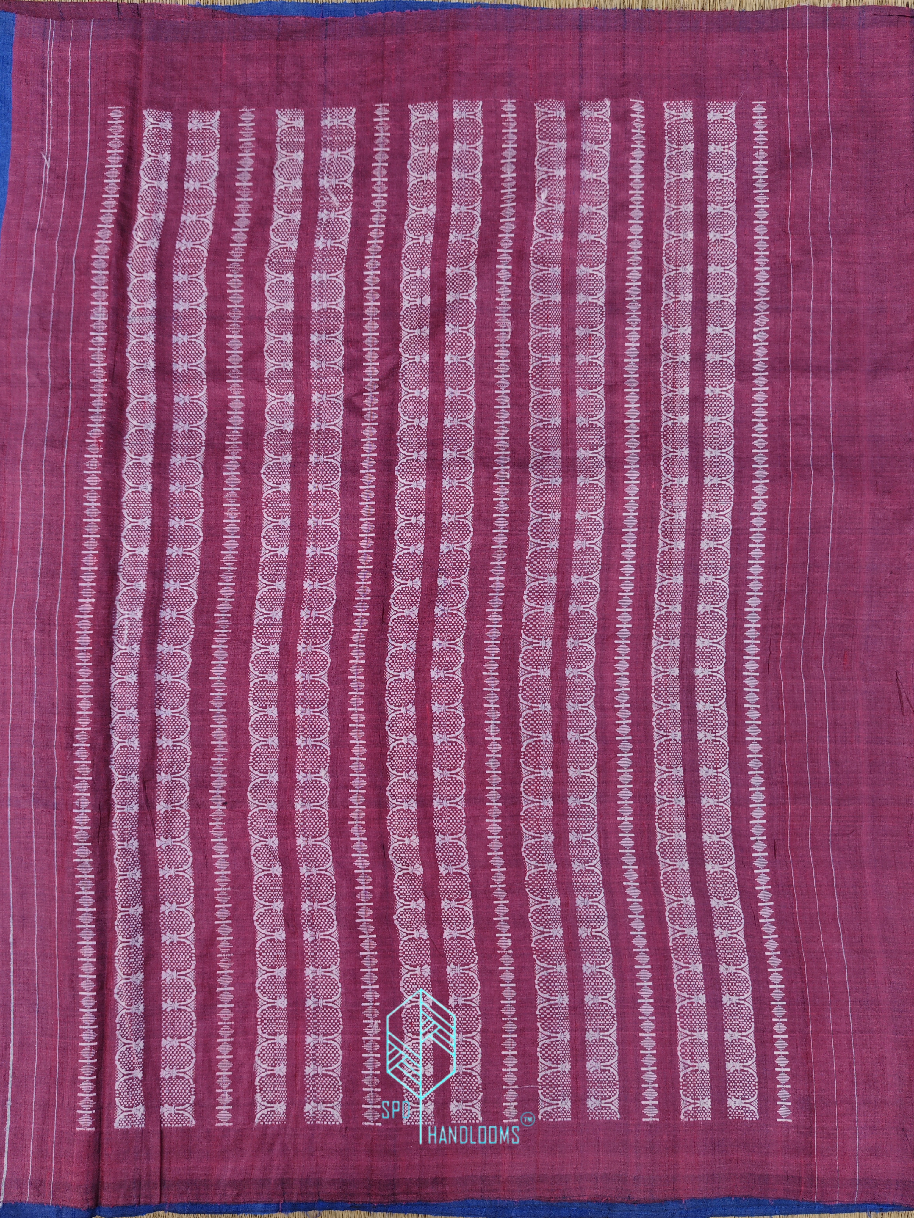 Handwoven Blue and Magenta Gopalpur Tussar Silk Saree