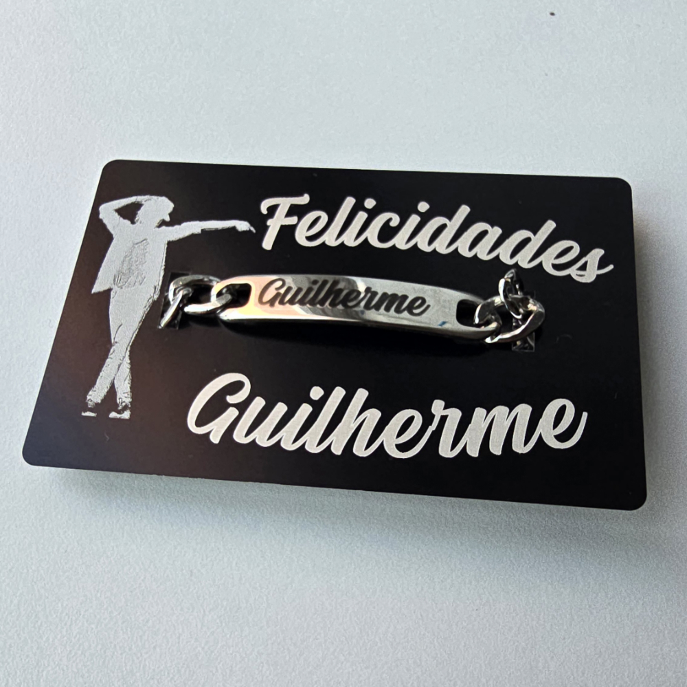 Pulsera de Acero Inoxidable Personalizada con Nombre + Tarjeta de Regalo Opcional