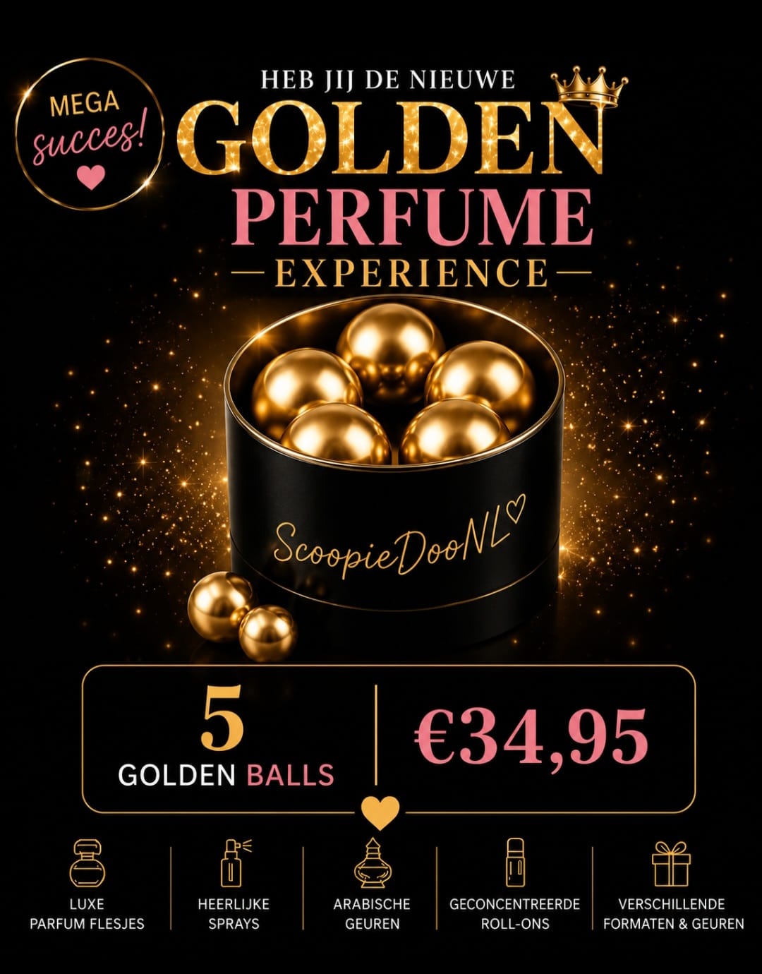 ✨ Golden Perfume Experience – 5 Gouden Parfumballen