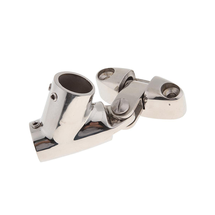 Pipe clamps for boats, made of high-polished 316 stainless steel, corrosion-resistant. T-rail clamps for boats.
