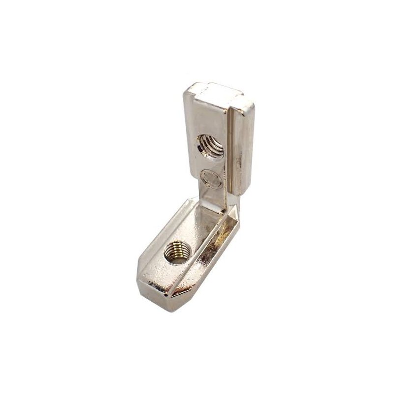Concealed T-shaped aluminum angle connector.