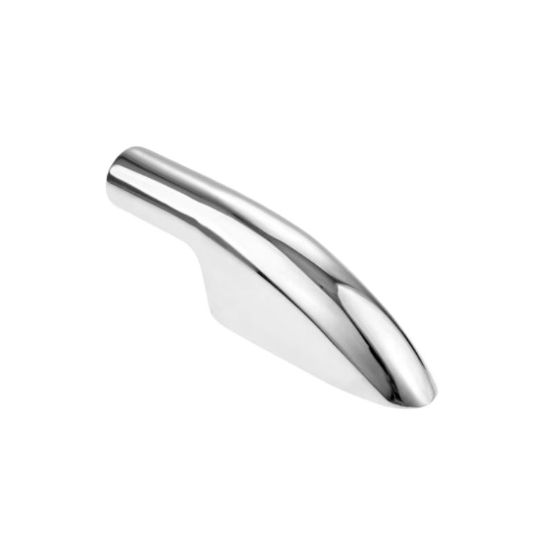 Stainless steel end caps for marine railings.