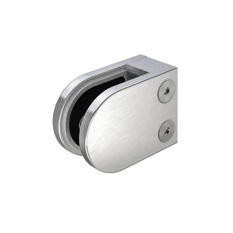 Satin Brushed Stainless Steel 316 Glass Clamp - Balustrade Glazing Bracket Mounting Holder Clip: D Shape Flat Base for Wall, Post, Steel