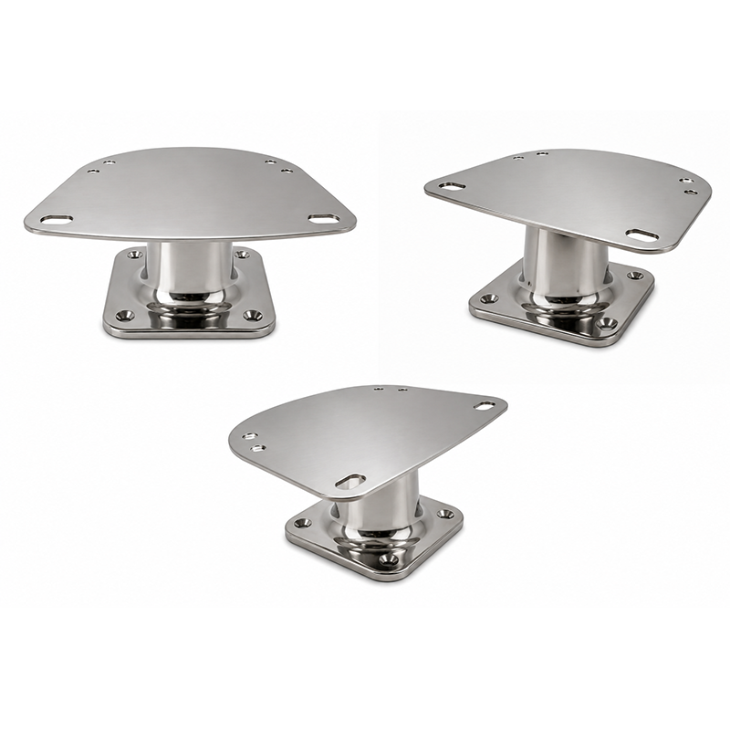 Polished stainless steel marine radar mounting bearing.