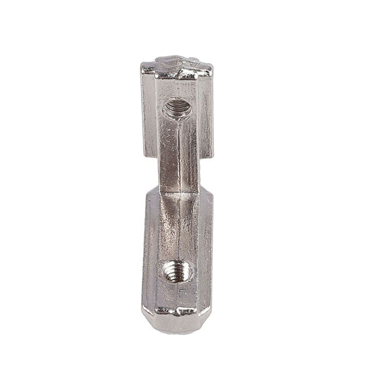 Concealed T-shaped aluminum angle connector.
