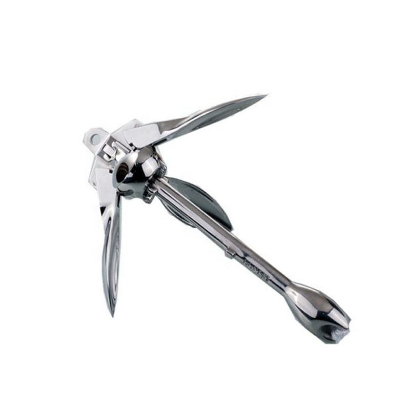Stainless steel anchor for boats, foldable anchor device, lifetime warranty.