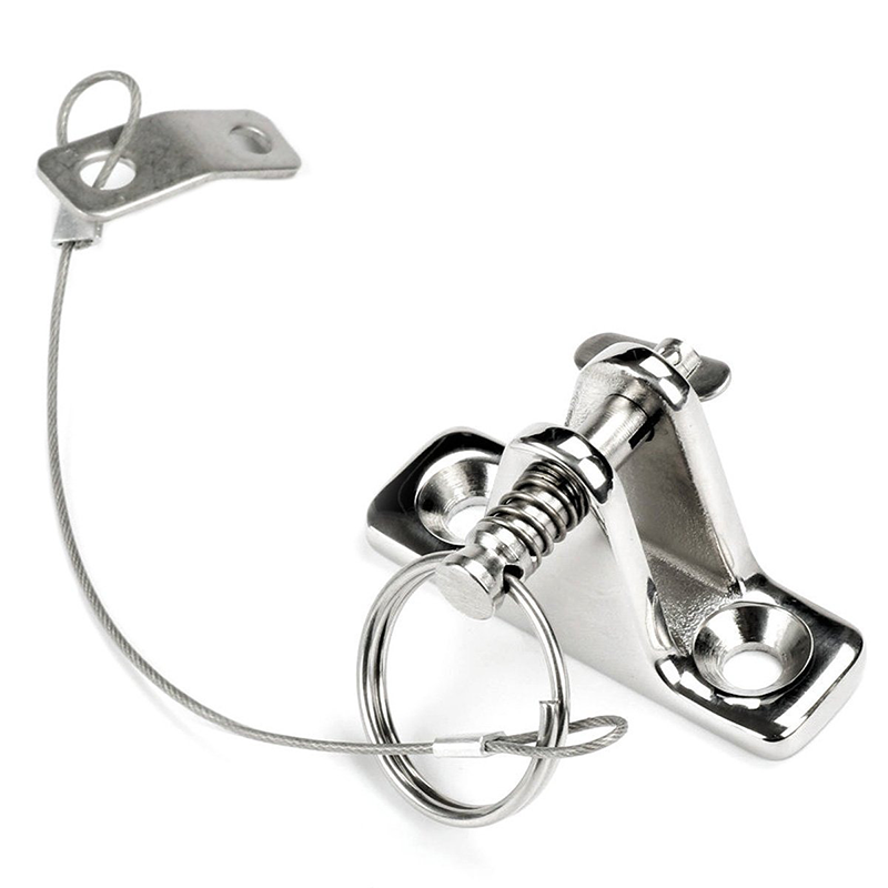 Extra-heavy bimini roof hinges made of 316 stainless steel with bolts, for marine applications.