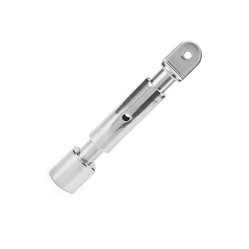 Adjustable stainless steel top cover for marine hardware.