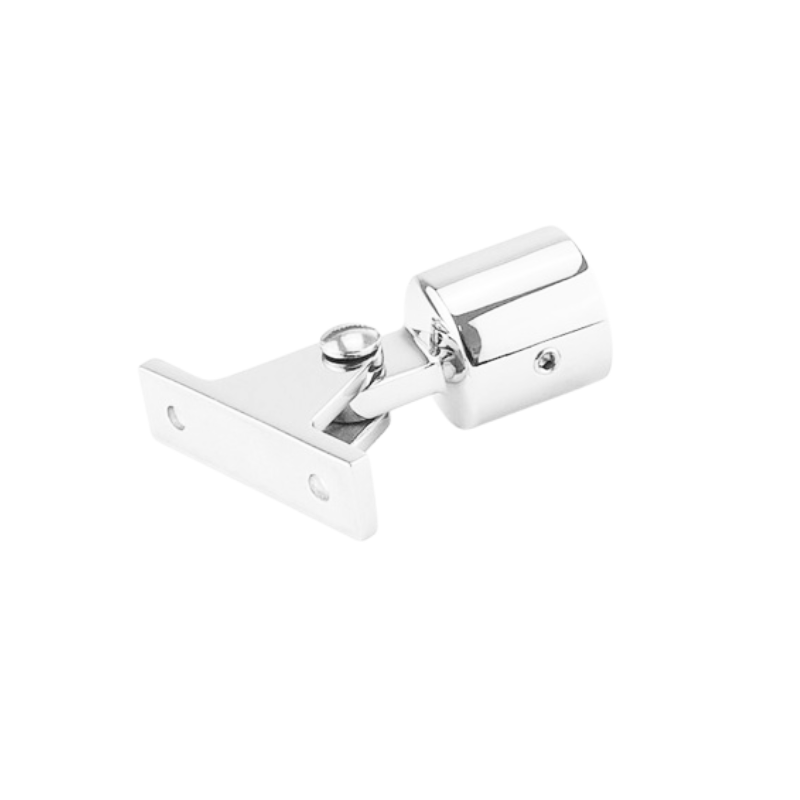 Boat hardware accessories: Strap end caps with holes for securing bimini canopies, made of polished 316 stainless steel.