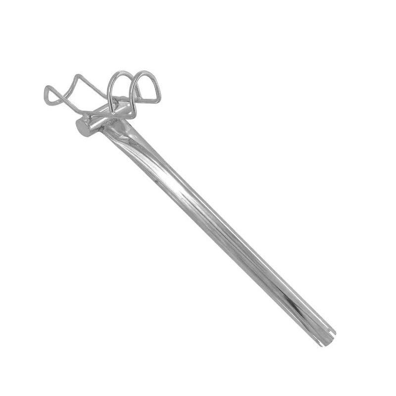 A 3-slot fishing rod holder made of stainless steel.