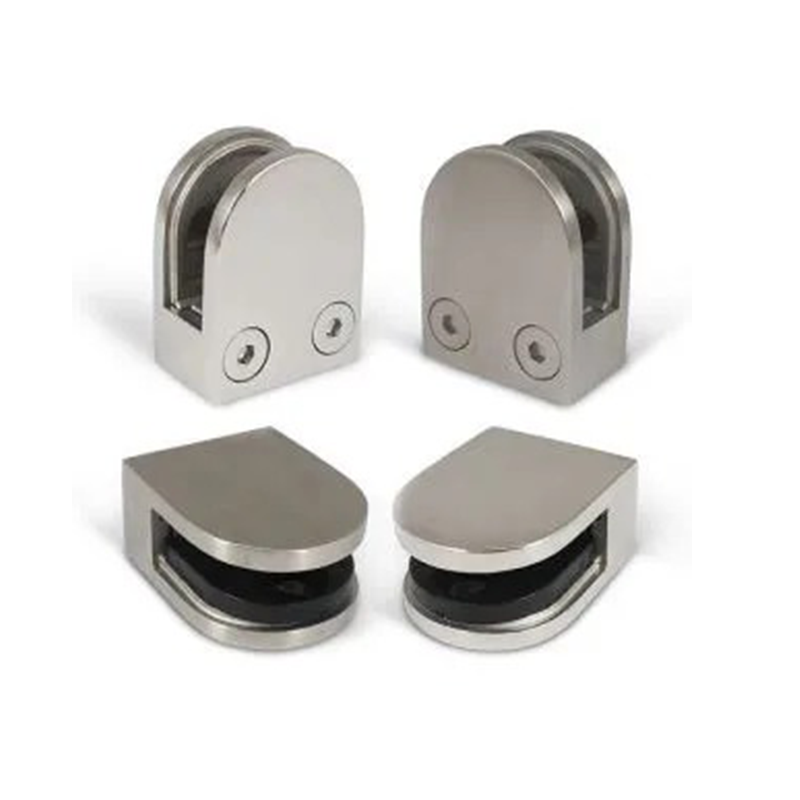 Satin Brushed Stainless Steel 316 Glass Clamp - Balustrade Glazing Bracket Mounting Holder Clip: D Shape Flat Base for Wall, Post, Steel