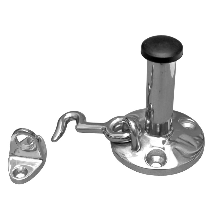 HIDEA polished, die-cast boat cabin door lock with AISI 304/316 marine-grade stainless steel fasteners.