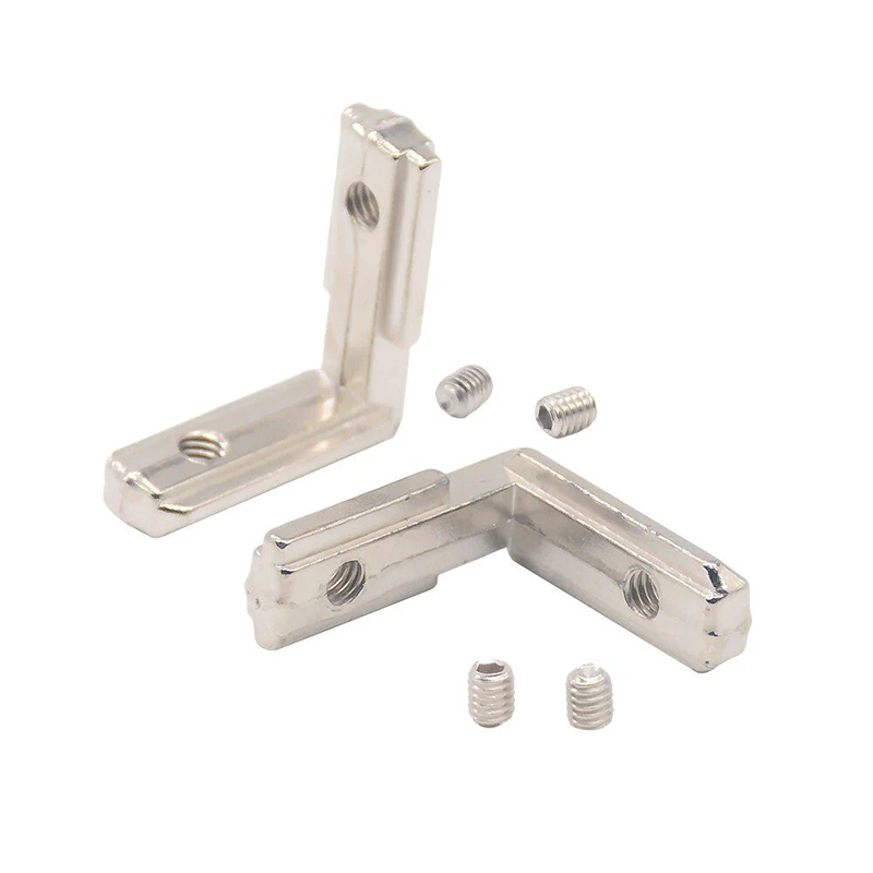 Concealed T-shaped aluminum angle connector.