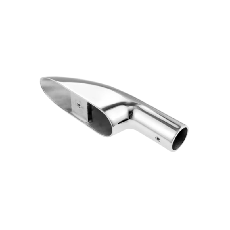 Stainless steel end caps for marine railings.