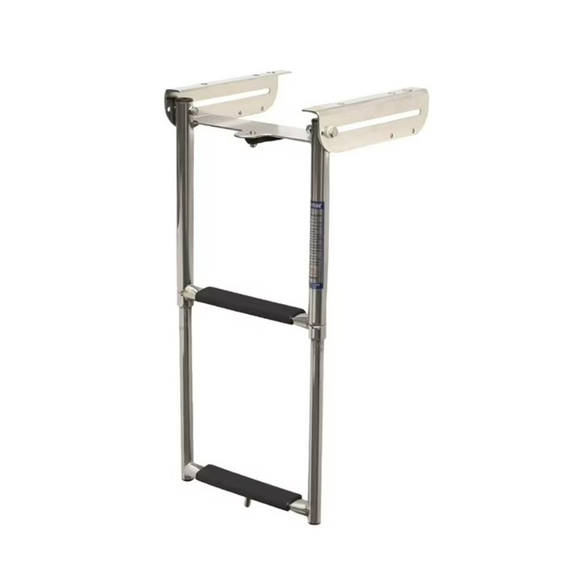 FOYO retractable 2/3 step folding ladders made of 304 stainless steel for yachts and marine vessels.