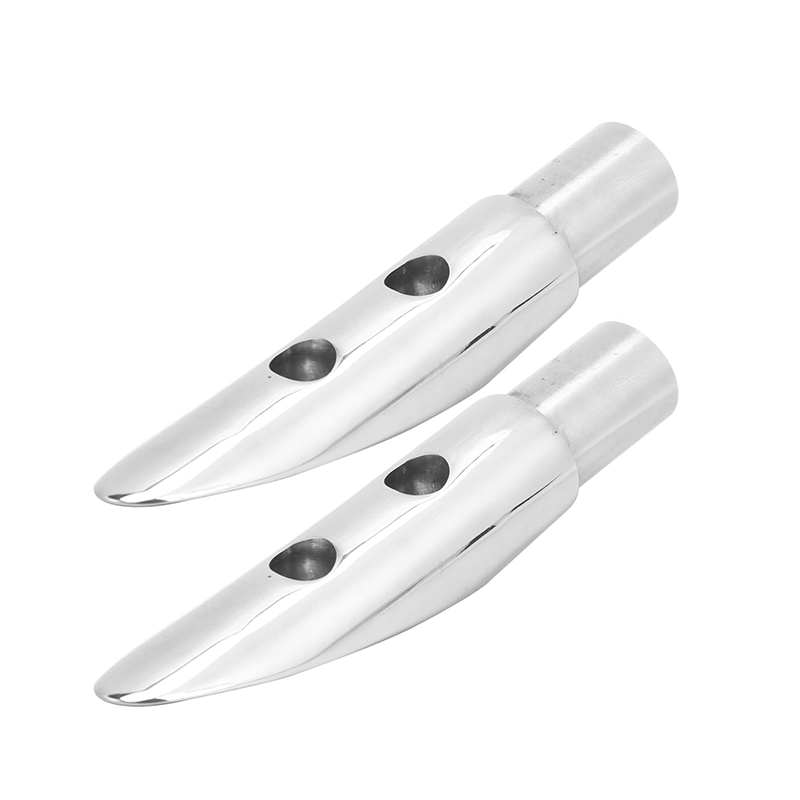 Mirror-polished stainless steel rails for marine hardware.