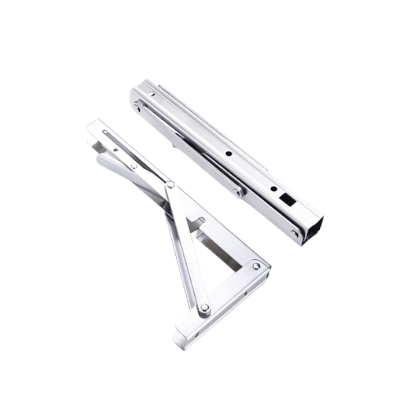 Foldable, rust-proof, high-load stainless steel brackets for wall-mounted shelving units.