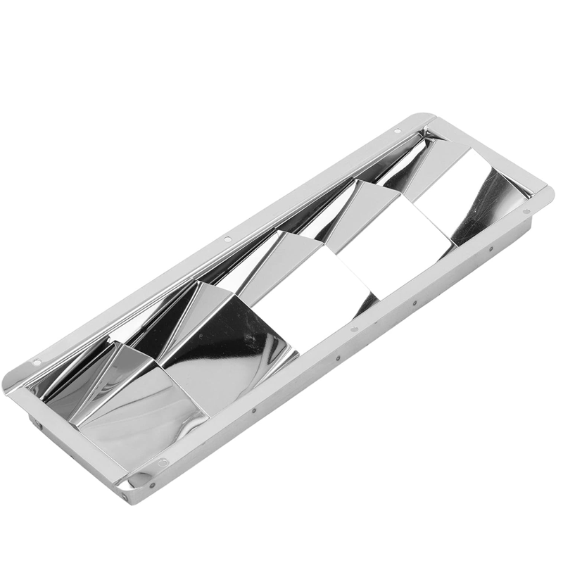 Five-louvered stainless steel ventilation grille for yachts, kayaks, and RVs.